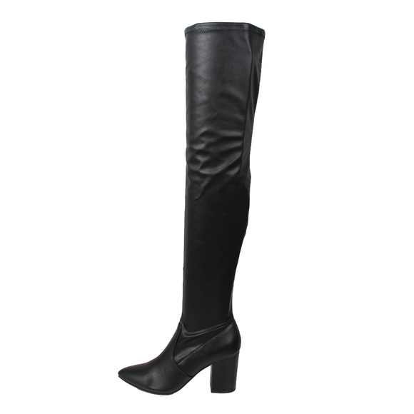 Size 8 Black Pointy toe Over the Knee Heel boot - Picture 3 of 6